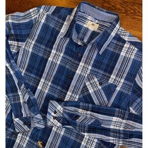 Timberland Mens XL Blue White Plaid‎ Slim Fit Button Up Shirt Gorpcore Outdoor